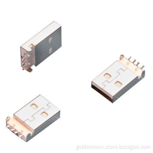 USB A male connector, SMT 2 type, single layer
